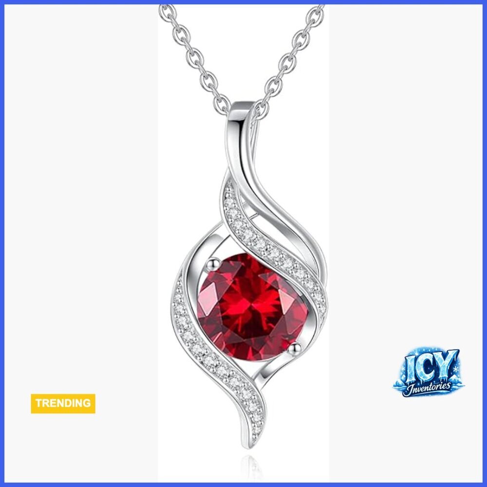 S925 Sterling Silver Pendant Necklace with Round Cubic Zirconia Birthstone